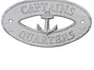 Oval Cast Iron Captains Quarters with Anchor Sign 8"