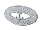 Oval Cast Iron Captains Quarters with Anchor Sign 8"