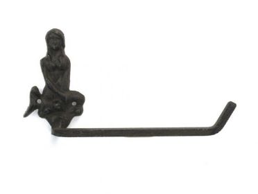 Cast Iron Mermaid Toilet Paper Holder 10" (Finish: Cast Iron)