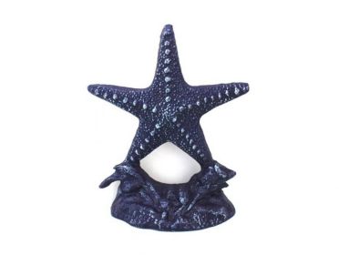 Cast Iron Starfish Door Stopper 11" (Finish: Rustic Dark Blue)