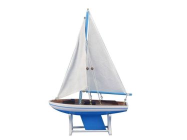 Wooden Decorative Model Sailboat 12" (Color: Light Blue)