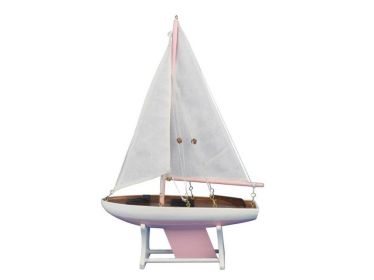 Wooden Decorative Model Sailboat 12" (Color: Pink)