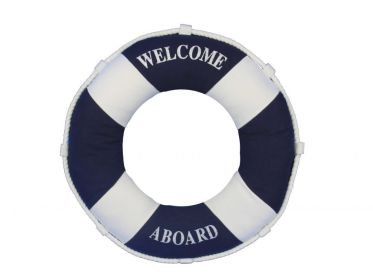 Blue Decorative Life Ring Pillow 14" (Option: Welcome Aboard)