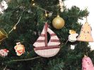 Wooden Rustic Decorative Sailboat Christmas Tree Ornament