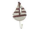 Wooden Rustic Decorative Sailboat with Hook 7"