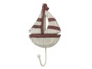 Wooden Rustic Decorative Sailboat with Hook 7"