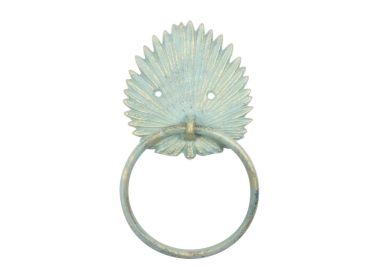 Cast Iron Decorative Metal Palm Frond Towel Holder 8" (Finish: Antique Bronze)