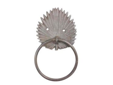 Cast Iron Decorative Metal Palm Frond Towel Holder 8" (Finish: Cast Iron)