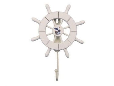 Decorative Ship Wheel with Seagull and Hook (style: 8" White)