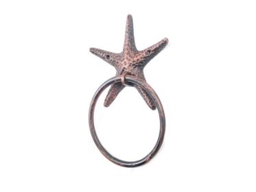 Cast Iron Starfish Towel Holder 8.5" (Finish: Rustic Copper)