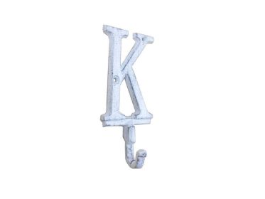 Cast Iron Letter K Alphabet Wall Hook 6" (Finish: Whitewashed)