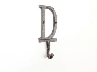 Cast Iron Letter D Alphabet Wall Hook 6" (Finish: Cast Iron)