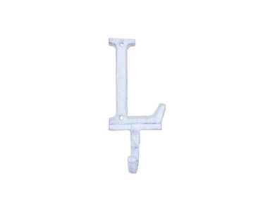 Cast Iron Letter L Alphabet Wall Hook 6" (Finish: Whitewashed)