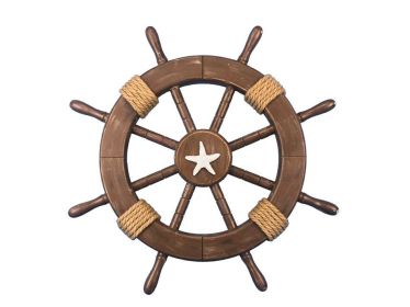 Decorative Ship Wheel with Starfish (style: 18" Rustic Wood)