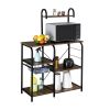 Kitchen Baker's Rack Utility Storage Shelf 35.5" Microwave Stand 4-Tier 3-Tier Shelf for Spice Rack Organizer Workstation with 10 Hooks RT