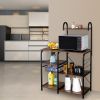 Kitchen Baker's Rack Utility Storage Shelf 35.5" Microwave Stand 4-Tier 3-Tier Shelf for Spice Rack Organizer Workstation with 10 Hooks RT