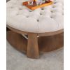 Wire-brushed Finish Natural Wood 1pc Ottoman Transitional Style Deep Button Linen Like Tufted Seat Open Bottom Shelf Living Room