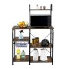 Kitchen Baker's Rack Utility Storage Shelf 35.5" Microwave Stand 4-Tier 3-Tier Shelf for Spice Rack Organizer Workstation with 10 Hooks RT