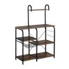 Kitchen Baker's Rack Utility Storage Shelf 35.5" Microwave Stand 4-Tier 3-Tier Shelf for Spice Rack Organizer Workstation with 10 Hooks RT