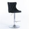 A&A Furniture Modern Swivel Velvet Barstools Adjusatble Seat Height