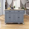 Kitchen Island Cart with 4 Door Cabinet and Two Drawers and 2 Locking Wheels - Solid Wood Top, Adjustable Shelves, Spice & Towel Rack