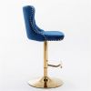 A&A Furniture Modern Swivel Velvet Barstools Adjusatble Seat Height