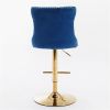 A&A Furniture Modern Swivel Velvet Barstools Adjusatble Seat Height