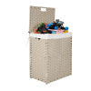 Laundry Hamper With Lid PE Rattan Powder Coating Frame Clothes Hampers with 01 Removable Bags, 100L