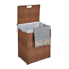 Laundry Hamper With Lid PE Rattan Powder Coating Frame Clothes Hampers with 01 Removable Bags, 100L