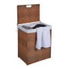Laundry Hamper With Lid PE Rattan Powder Coating Frame Clothes Hampers with 01 Removable Bags, 100L