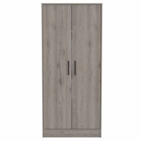 FM Furniture Rio Tall Double Door Armoire Wardrobe Closet with Hidden Drawer & Shelf (Color: Light Gray)