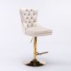 A&A Furniture Modern Swivel Velvet Barstools Adjusatble Seat Height