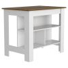 Cala Kitchen Island, Four Legs, Three Shelves