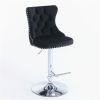A&A Furniture Modern Swivel Velvet Barstools Adjusatble Seat Height