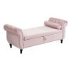 Velvet Multifunctional Storage Rectangular ottoman bench with 1 Pillow