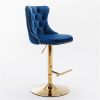A&A Furniture Modern Swivel Velvet Barstools Adjusatble Seat Height