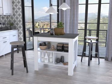 Rockaway 3-Shelf Kitchen Island (Color: White/Onyx)