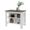 Cala Kitchen Island, Four Legs, Three Shelves