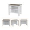 Cala Kitchen Island, Four Legs, Three Shelves