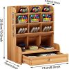 1pc Wooden Desk Organizer, Multi-Functional DIY Pen Holder, Pen Organizer For Desk, Desktop Stationary, Easy Assembly