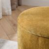 2-Piece Set Round Chenille Storage Ottoman, Equipped with a Drum Shaped Small Stool, Storage Space