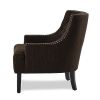 Modern Traditional Accent Chair Button Tufted Textured Fabric Upholstery Solid Wood 1pc Living Room Furniture - as Pic