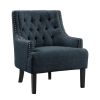 Modern Traditional Accent Chair Button Tufted Textured Fabric Upholstery Solid Wood 1pc Living Room Furniture - as Pic