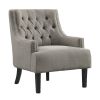 Modern Traditional Accent Chair Button Tufted Textured Fabric Upholstery Solid Wood 1pc Living Room Furniture - as Pic