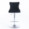 A&A Furniture Modern Swivel Velvet Barstools Adjusatble Seat Height
