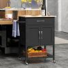 Rolling Kitchen Island Cart with Drawer and Towel Rack
