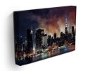 Fireworks show with Manhattan skyscrapers Canvas Print or Poster