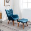 Leiria Contemporary Silky Velvet Tufted Accent Chair with Ottoman