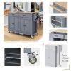 Kitchen Island Cart with 4 Door Cabinet and Two Drawers and 2 Locking Wheels - Solid Wood Top, Adjustable Shelves, Spice & Towel Rack