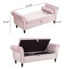 Velvet Multifunctional Storage Rectangular ottoman bench with 1 Pillow
